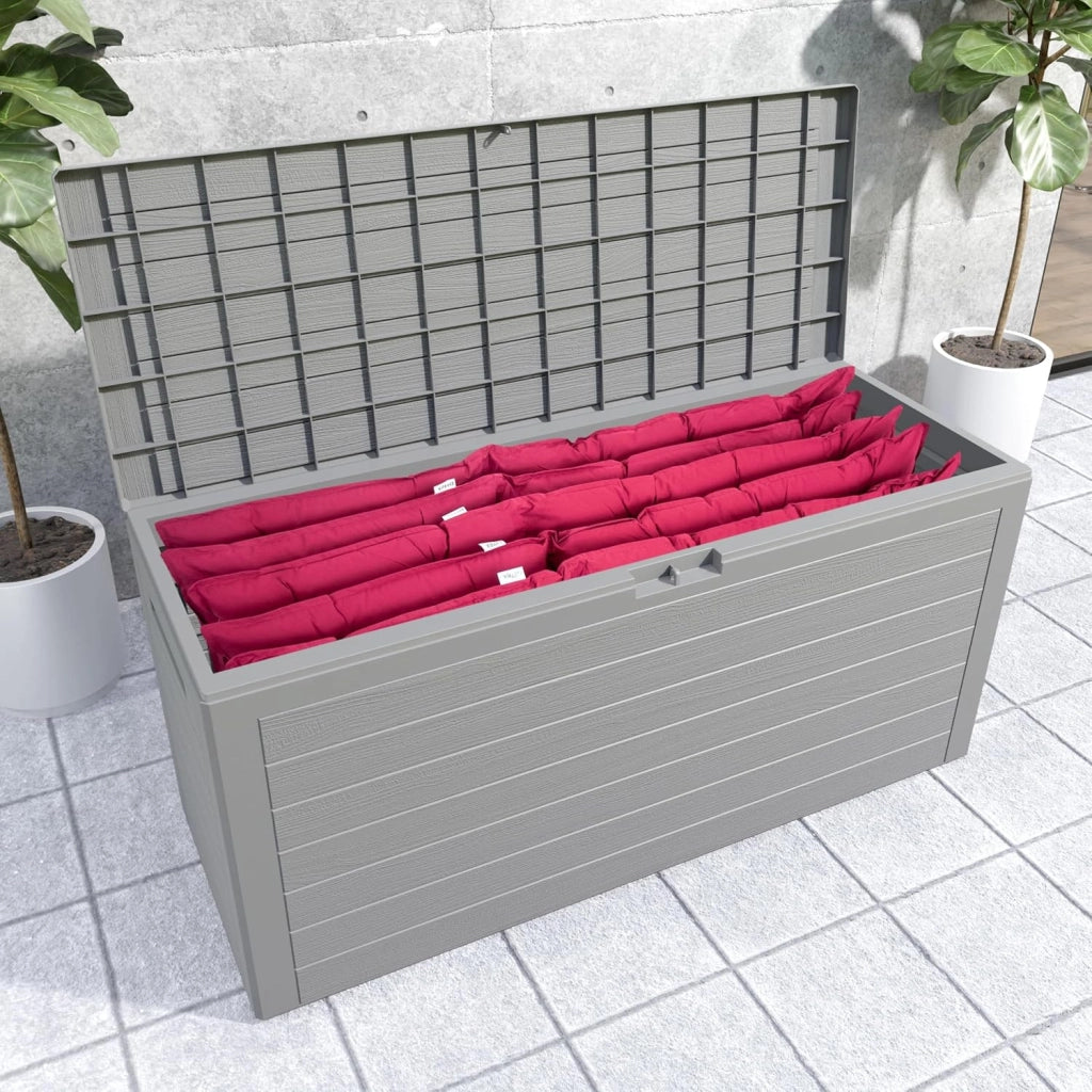 ® Baule da Giardino XXL 280L Effetto Legno Cassapanca Richiudibile 116x43x55cm Box Multibox Contenitore Cuscini