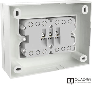 MULTIPRESA da parete ESTERNA  4 PRESE schuko bianca con scatola di supporto per installazioni superficiali, compatibile con tutte le scatole da incasso 3 posti (muratura o cartongesso)