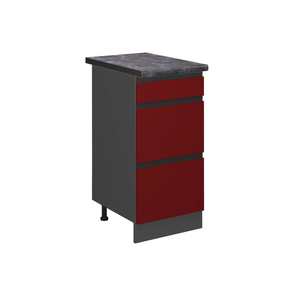 Vicco Mobiletto base per cucina Rosso 40 cm con cassetti, PL Antracite