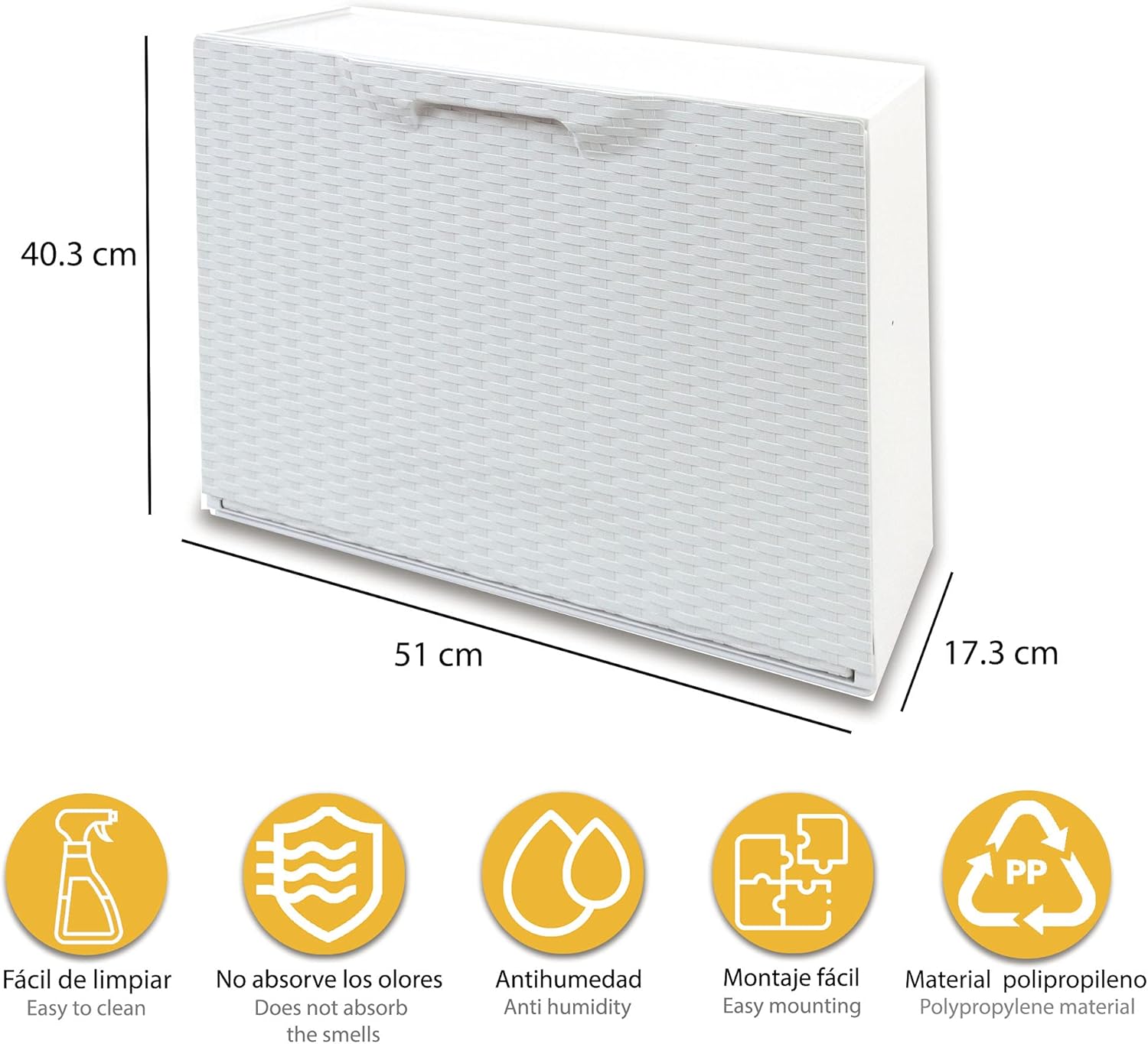 SCARPIERA MODULARE RATTAN in plastica BIANCO CM 51X17,3 H.CM 40,1 agganciabile, componibile e incastrabile