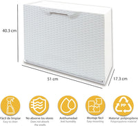 SCARPIERA MODULARE RATTAN in plastica BIANCO CM 51X17,3 H.CM 40,1 agganciabile, componibile e incastrabile