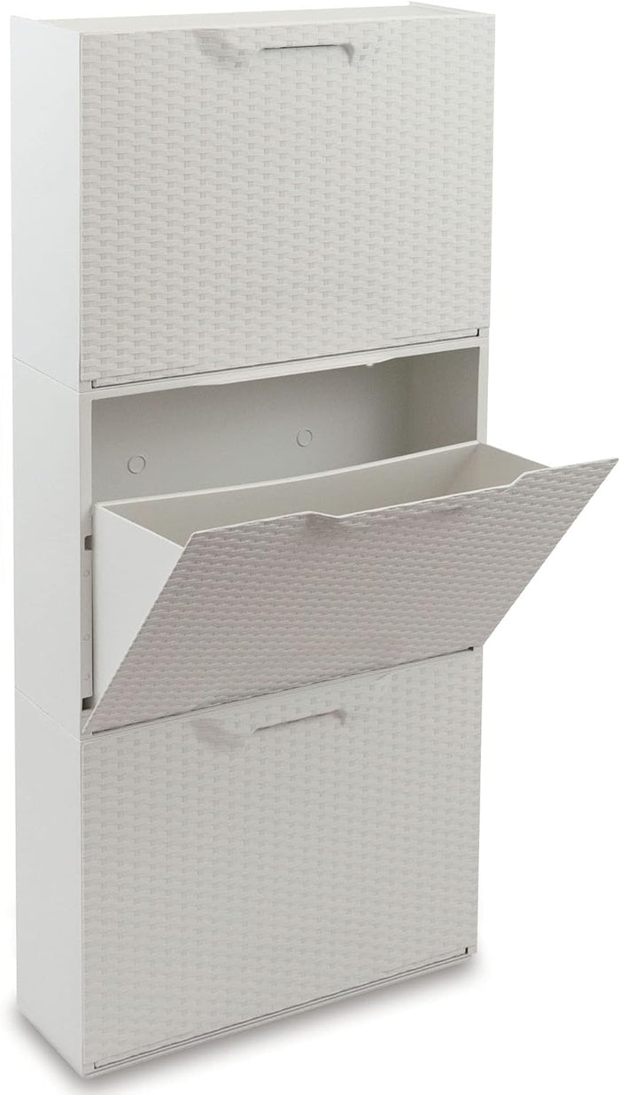 SCARPIERA MODULARE RATTAN in plastica BIANCO CM 51X17,3 H.CM 40,1 agganciabile, componibile e incastrabile