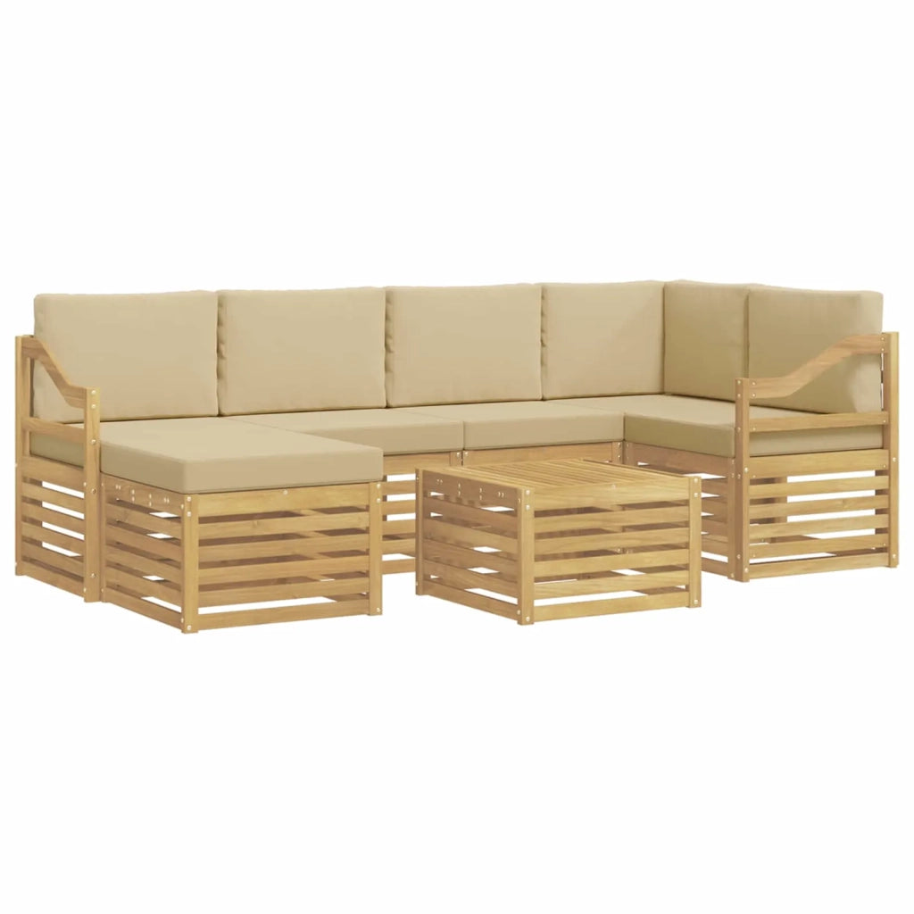 Set di divani da esterno 7 pcs Bianco e Beige Poliestere 3392173