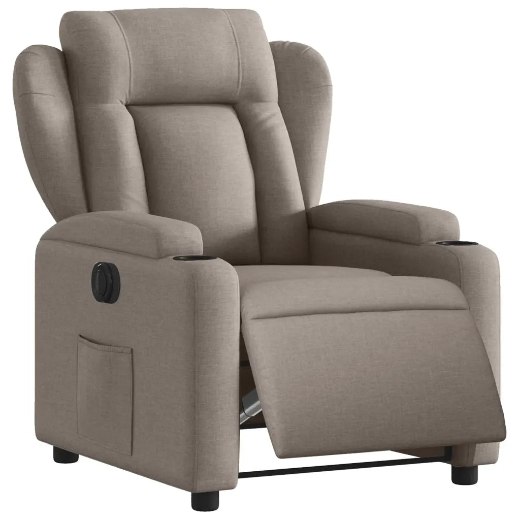 Poltrona | Sedia Relax Elettrica Reclinabile Tortora in Tessuto