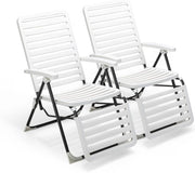 Sedia Pieghevole da Giardino, Sedia Reclinabile con Schienale Alto, Regolabile in 7 Posizioni, Poltrona Portatile in PP Resistente, per Esterno Terrazza Balcone (con Poggiapiedi, 2)