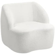 Poltrona moderna con imbottitura in pile, poltrona accogliente per salotto, camera da letto, home office, Bianco crema