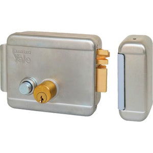 SERRATURA CANCELLO APPLICARE ELETTRICA 688 YALE - ZINC C.TONDO FISSO+SCR+PULS+TETT E.MM 50 DX