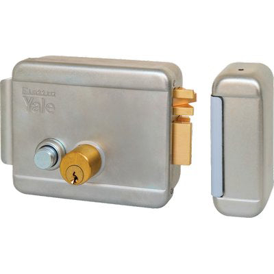 SERRATURA CANCELLO APPLICARE ELETTRICA 688 YALE - ZINC C.TONDO FISSO+SCR+PULS+TETT E.MM 50 DX