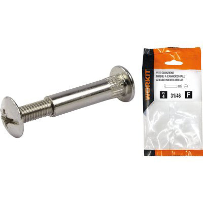 VITE GIUNZIONE MOBILI ACC NICHELATO SELF WORKIT - CANNOCCHIALE MM 8 VITE M 6 MM 38/52 CF=PZ 4- 3 confezioni