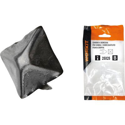 CHIODO A BORCHIA PUNTA DOPPIA SELF WORKIT - X MOBILI FERRO BATTUTO MM 25X25 CF=PZ 5- 5 confezioni