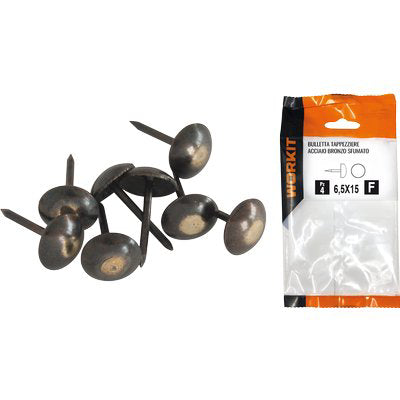 BULLETTA TAPPEZZIERE SELF WORKIT - ACCIAIO BRONZO SFUMATO MM 9,0X15 CF=PZ 12- 5 confezioni