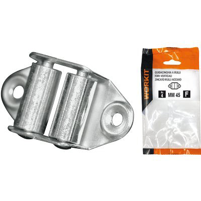 GUIDACINGHIA A RULLI FORI VERTICALI SELF WORKIT - ZINCATO RULLI ACCIAIO H.MM 45 CF=PZ 2- 5 confezioni