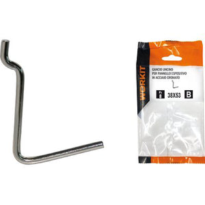 GANCIO UNCINO ACCIAIO SELF WORKIT - X PANNELLO ESPOSITIVO CROM NÂ° 6 MM 38X53 CF=PZ 10- 5 confezioni