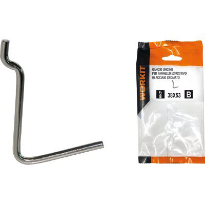 GANCIO UNCINO ACCIAIO SELF WORKIT - X PANNELLO ESPOSITIVO CROM NÂ° 6 MM 38X53 CF=PZ 10- 5 confezioni