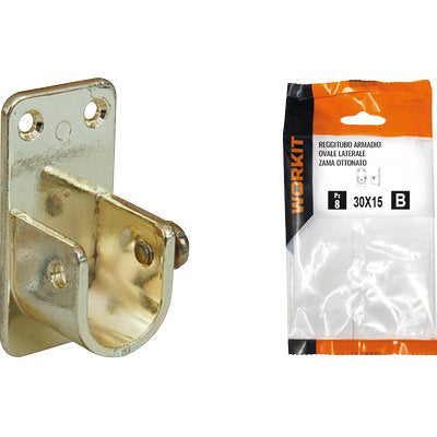 REGGITUBO ARMADIO OVALE LATERALE SELF WORKIT - ZAMA OTTONE LUCIDO TUBO MM 30X15 CF=PZ 2- 2 confezioni