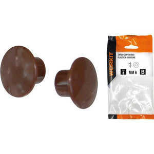 TAPPO COPRIFORO SELF WORKIT - PLASTICA MARRONE MM  6 CF=PZ 30- 5 confezioni