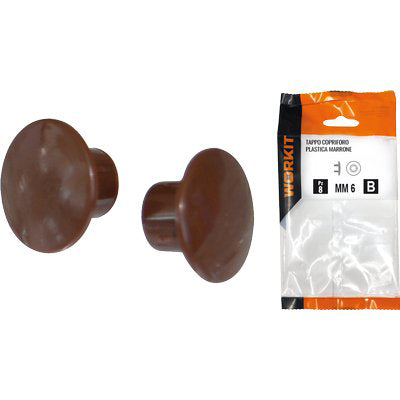 TAPPO COPRIFORO SELF WORKIT - PLASTICA MARRONE MM  6 CF=PZ 30- 5 confezioni