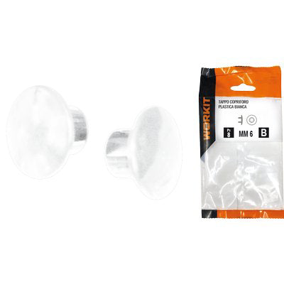 TAPPO COPRIFORO SELF WORKIT - PLASTICA BIANCA MM  6 CF=PZ 30- 5 confezioni