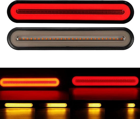 Due pezzi di rimorchiatori rossi e gialli per ATV universali - segnale di frenata sequenziale Stop Brake Turn segnale di luce posteriore - barra di luce neon Halo Led per accessori di rimorchio di camion