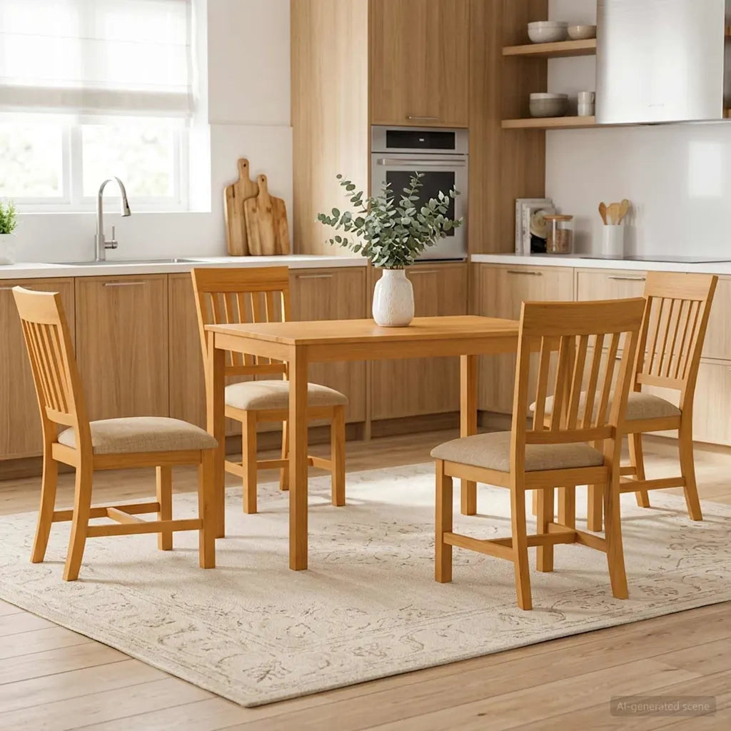 Set da pranzo 5 pz Beige Legno di Quercia Massello 3430239