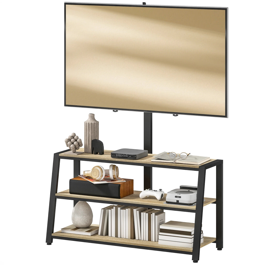 Mobile TV con supporto ¨C Xylo ¨C 32-70 pollici, ripiani aperti, angolo regolabile 35¡ã, legno naturale
