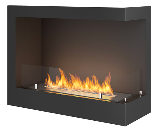 Camino a Bioetanolo da Incasso 60x45 cm Corner 600 Right Destro Nero con Vetro