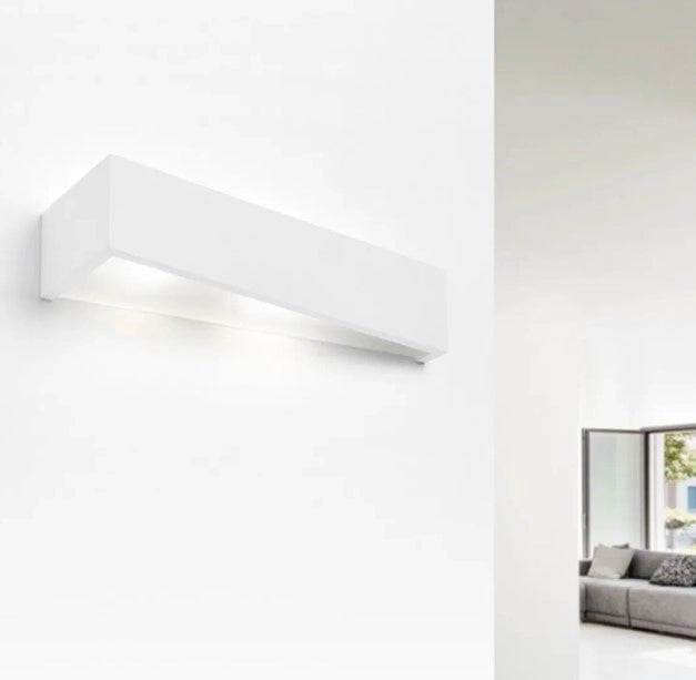 Applique TEOS Parete 2 Luci bianca in gesso doppia emissione attacco G9 34cm
