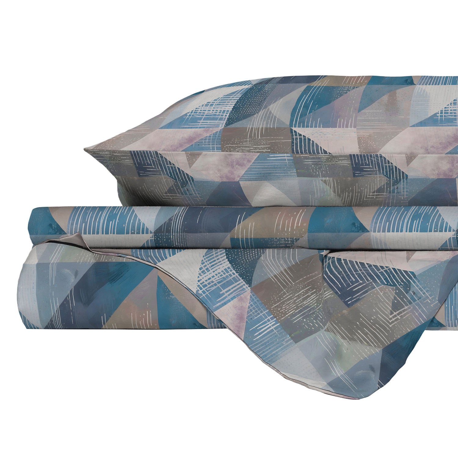 Copripiumino Singolo con Stampa sul Sacco e Federa Linea River Sepik Blue