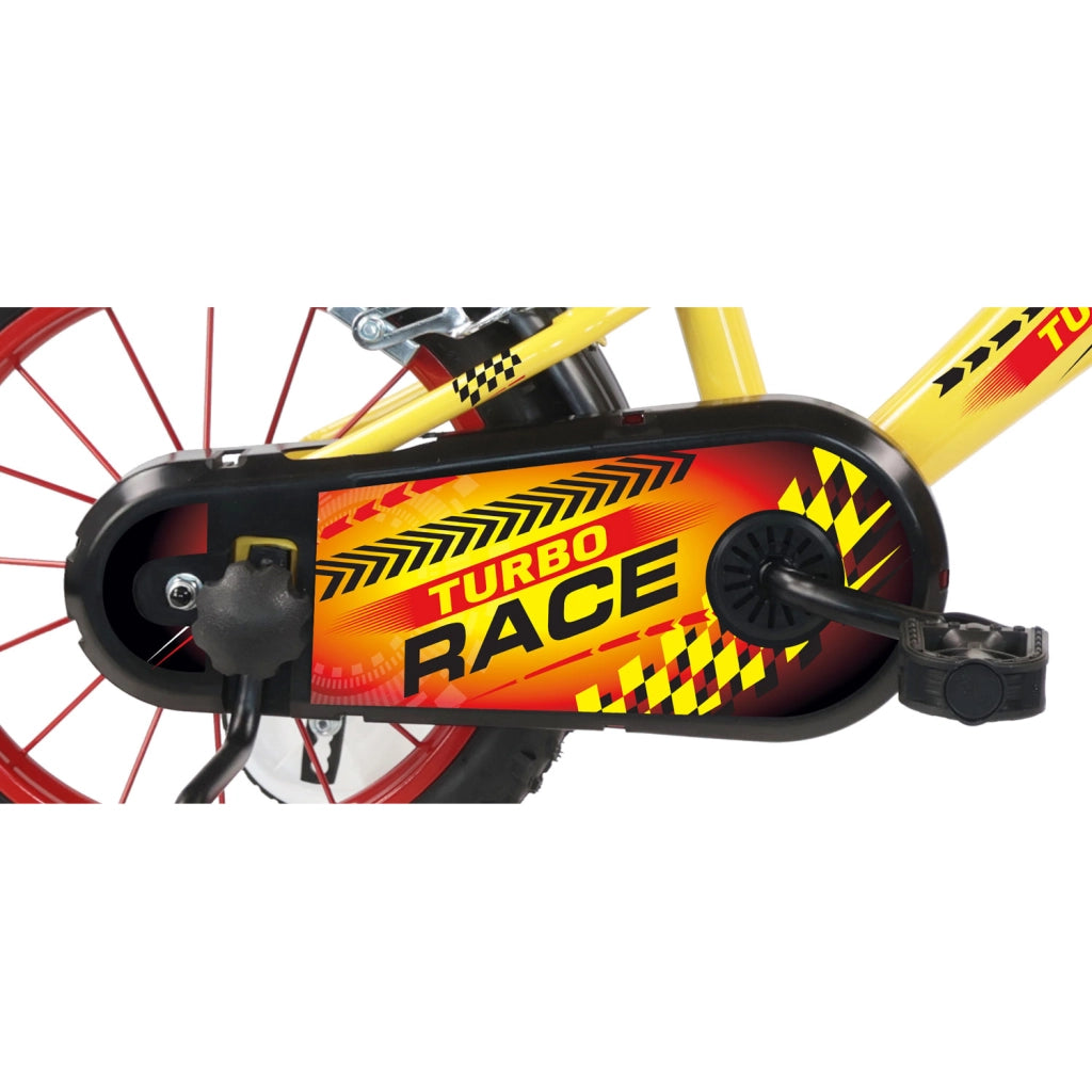 Bicicletta per Bambini 16" Turbo Race Freni Caliper e Stabilizzatori in Acciaio Hi-Ten Giallo