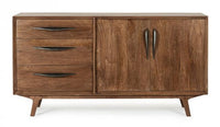 Credenza 2 Ante 3 Cassetti 152x40x85 cm in Legno Marrone