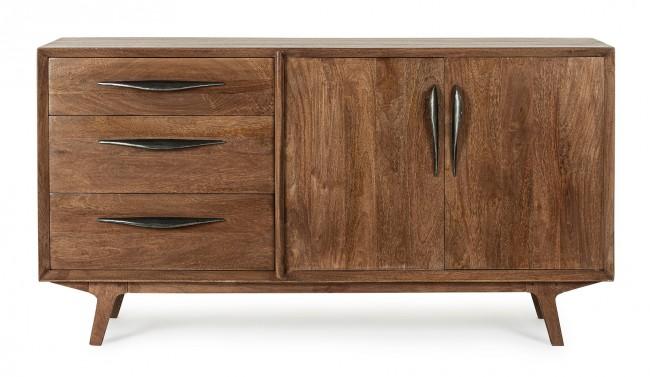 Credenza 2 Ante 3 Cassetti 152x40x85 cm in Legno Marrone