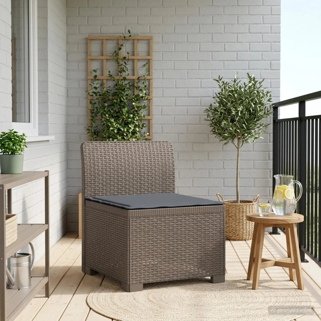 Divano da esterno-Divano da Giardino a 1 Posto con Cuscino Aspetto Rattan PP 579411