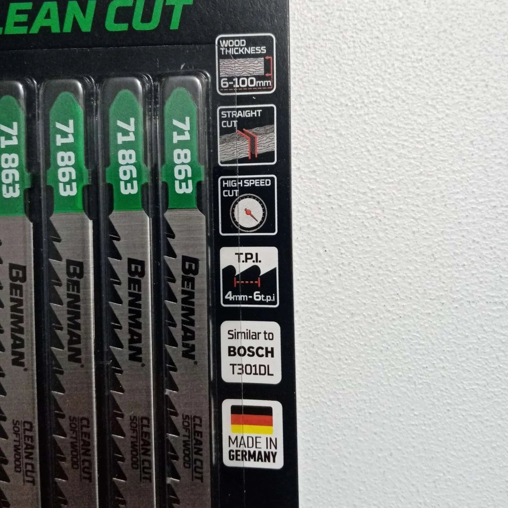 Benman lame attacco bosch da 110/132mm per seghetto alternativo per legno dentatura media - blister da 5 lame