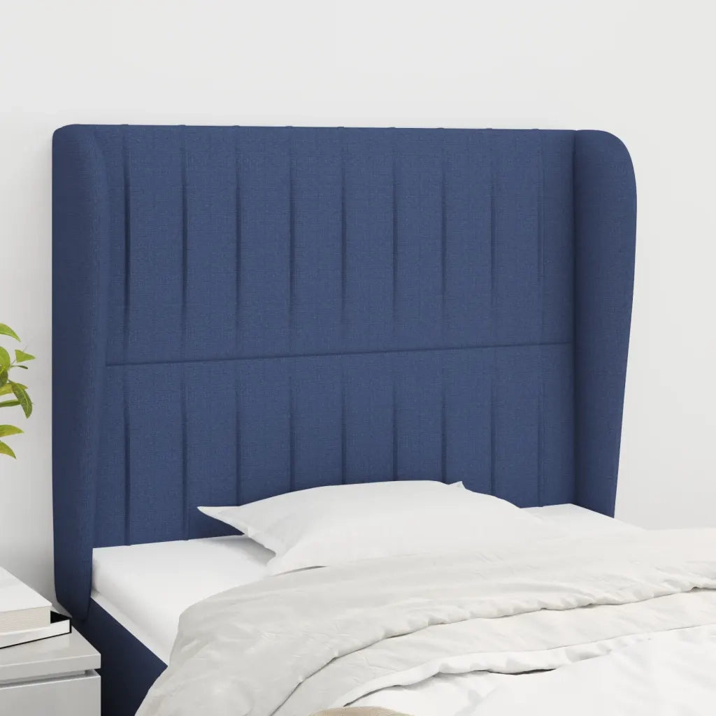 Testiera ad Orecchio-Testata con Orecchie Blu 93x23x118/128 cm in Tessuto 883132