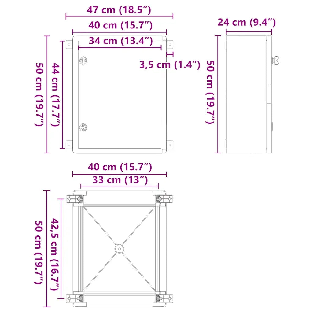 Armadio di Controllo Grigio 47 x 24 x 50 cm Plastica ABS 4106515