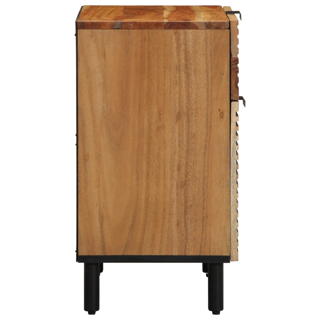 Comodino 50x33x60 cm in Legno Massello di Acacia