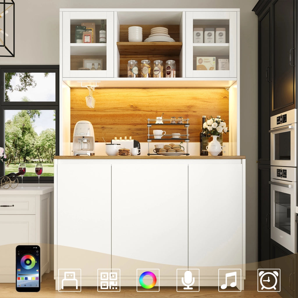 MADIA 120x40x180 cm Bianca in MDF e Metallo con LED