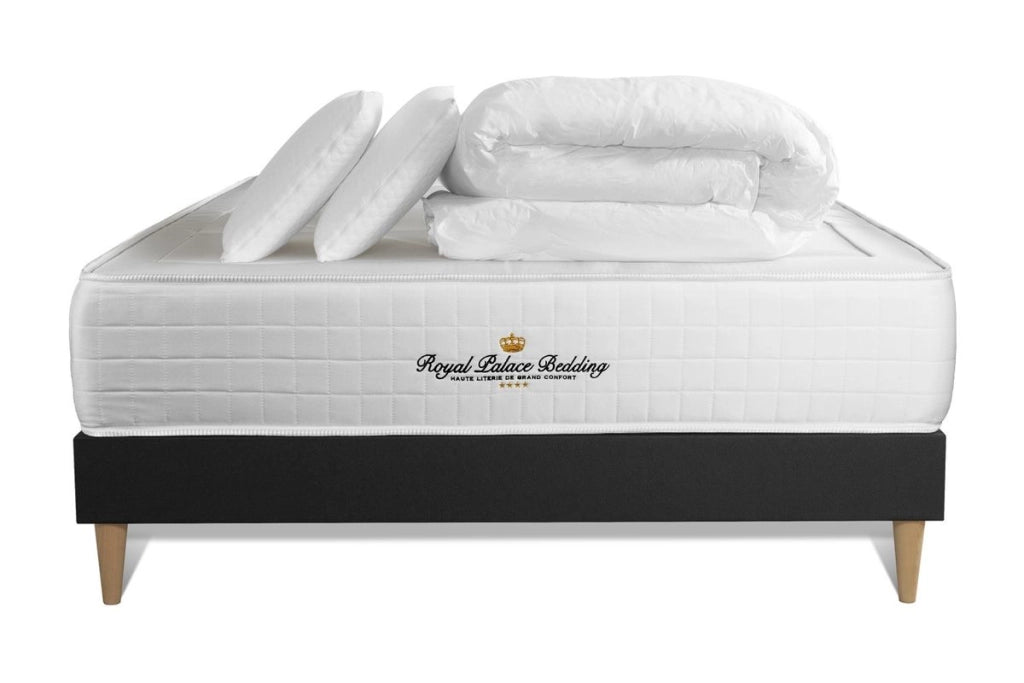 Pacchetto letto completo - Materasso 140x190cm + Box spring con doghe (kit) + 2 cuscini + Piumino - Windsor