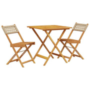 Set da Bistrot 3 pz | Set Salotto da Giardino Beige in Polyrattan e Legno Massello