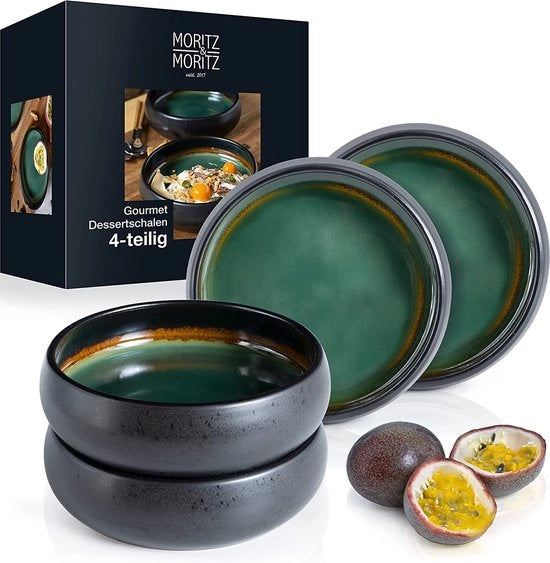 4 scodelle in ceramica per dessert, snack, zuppa, insalata, gelato, tapas e antipasti - 300 ml