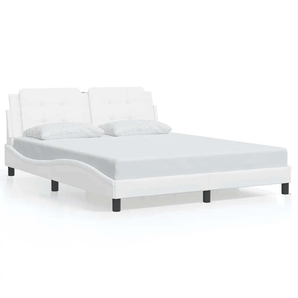 Giroletto con Testiera Bianco 160x200 cm in Similpelle