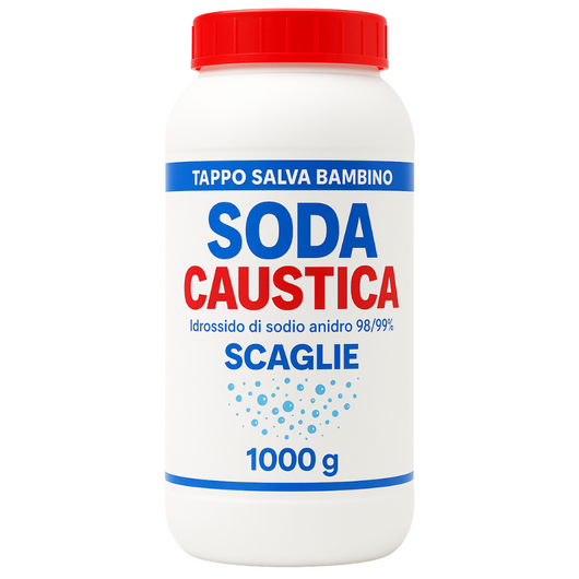 Soda caustica in scaglie bianche di idrossido di sodio formato 1 kg