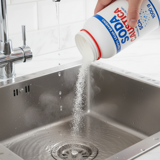 Soda caustica in scaglie bianche di idrossido di sodio formato 1 kg