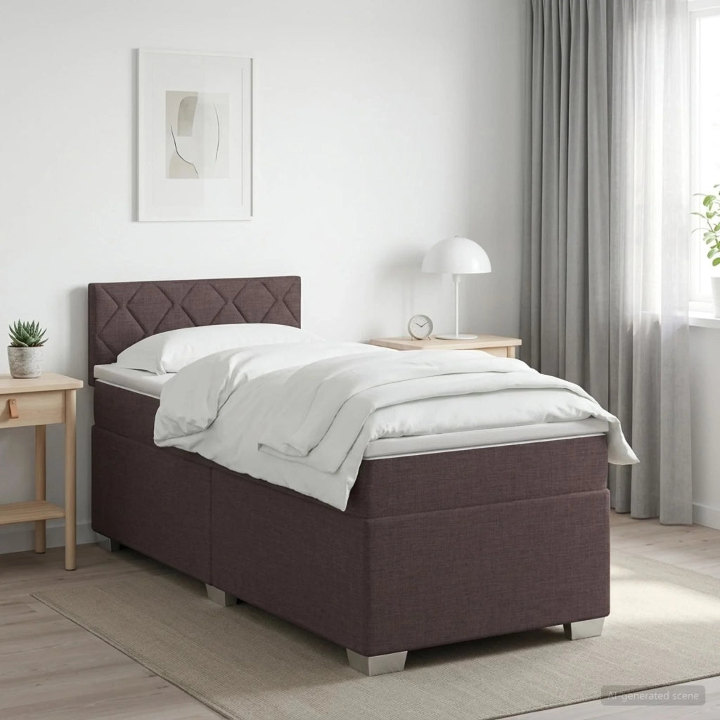 Letto box spring con materasso Marrone Scuro 90 x 200 cm 3450400