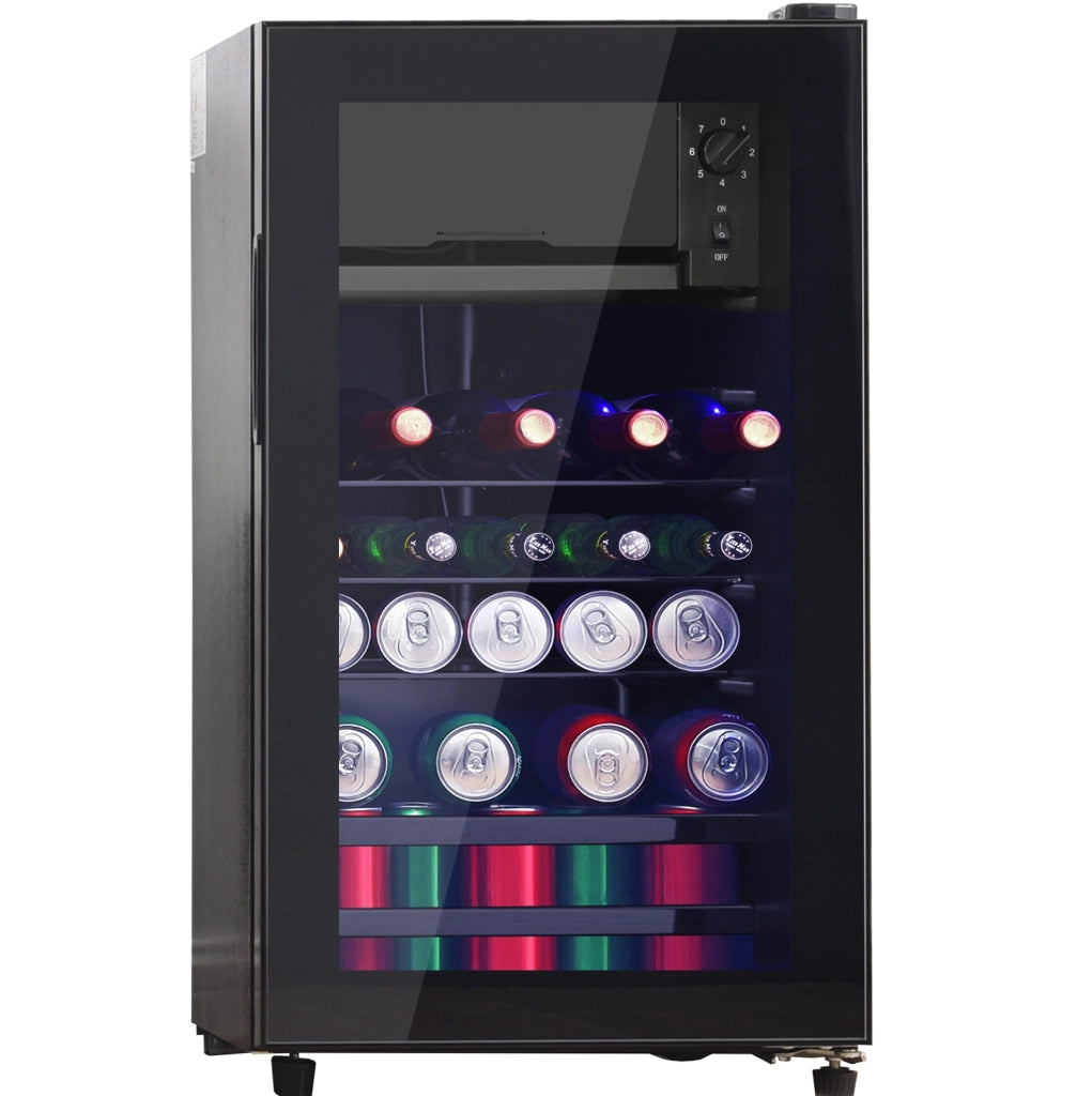 Mini frigorifero 76 L con congelatore 6 L; LED e 4 ripiani regolabili; nero