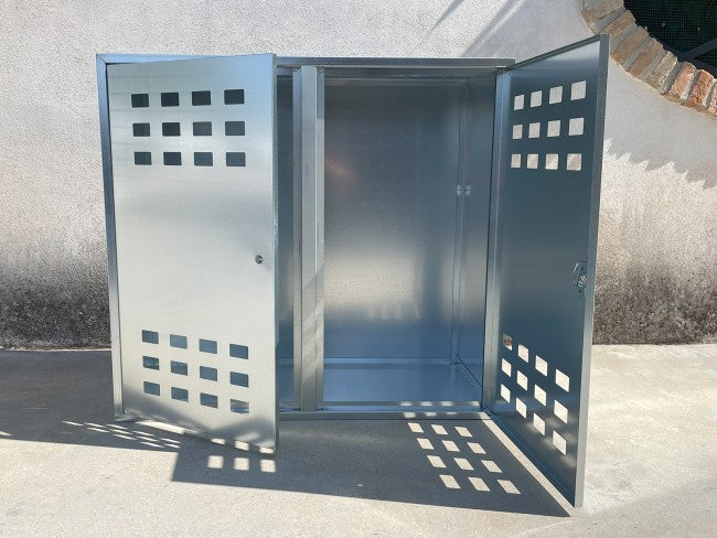Cassetta da esterno per 2 bombole gas da 15 kg in lamiera zincata – 90x98x42 cm
