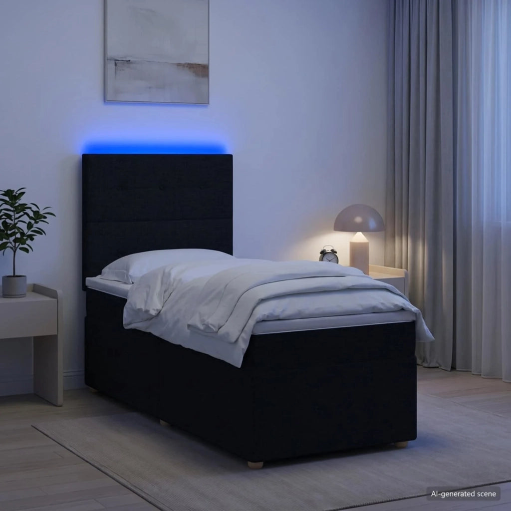Letto box spring con materasso Nero 100 x 200 cm Tessuto 3455282