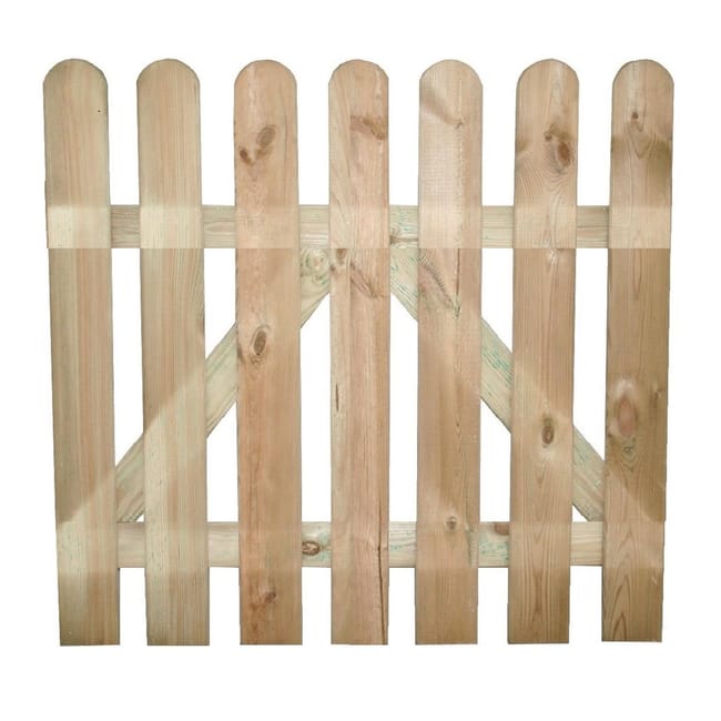 Cancello steccato in legno recinzione 100 x 80 cm 6 lamelle 15x90 mm in pino impregnato