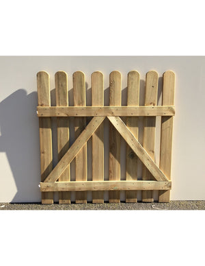 Cancello steccato in legno recinzione 100 x 80 cm 6 lamelle 15x90 mm in pino impregnato