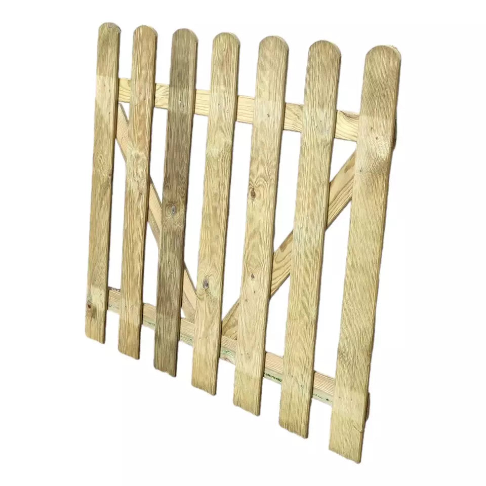 Cancello steccato in legno recinzione 100 x 80 cm 6 lamelle 15x90 mm in pino impregnato